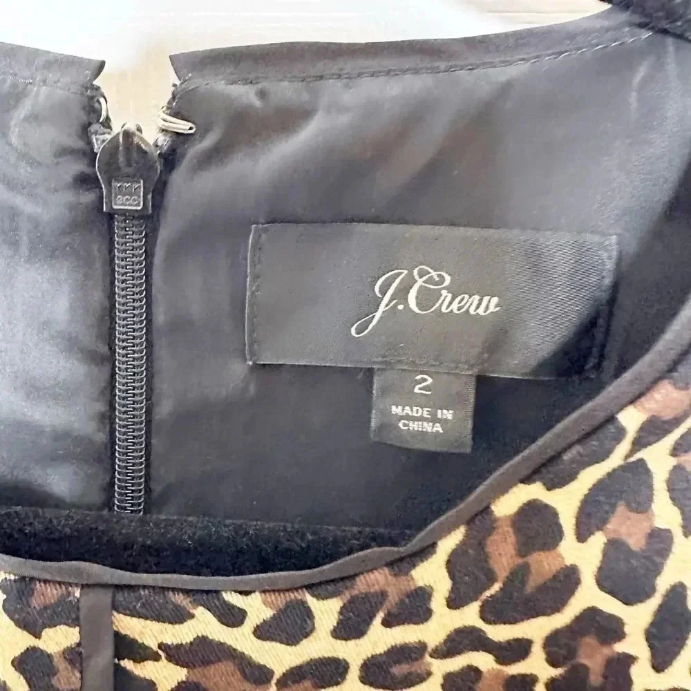 J. CREW Size 2 Sleeveless Sheath Dress Leopard‎ Bi-Stretch Cotton